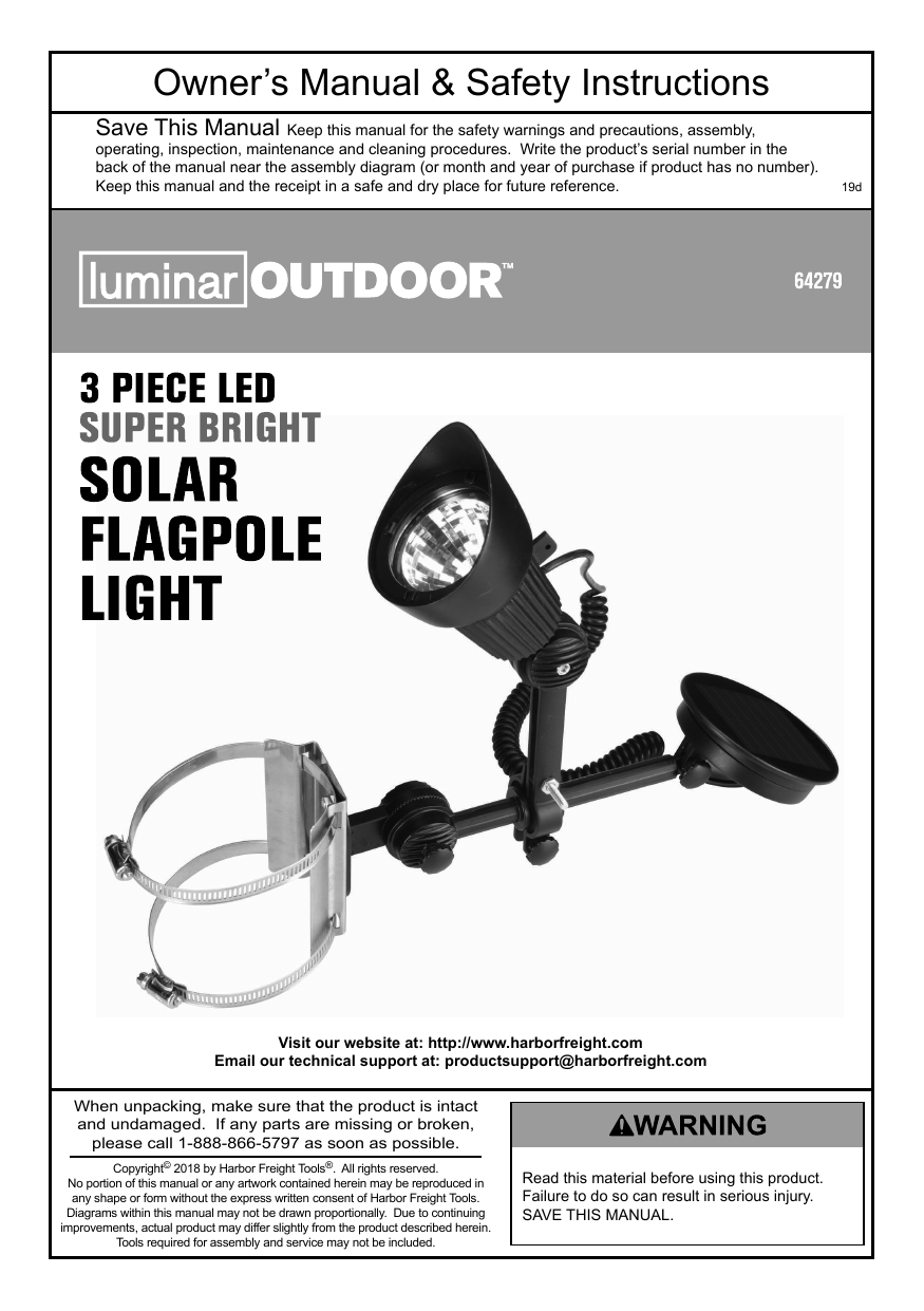 luminar solar led flagpole light