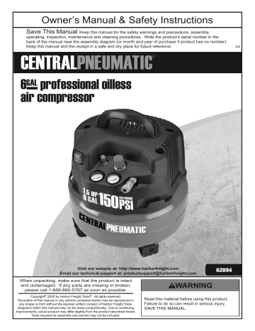 CENTRAL PNEUMATIC 40131 OWNER'S MANUAL & SAFETY INSTRUCTIONS Pdf Download