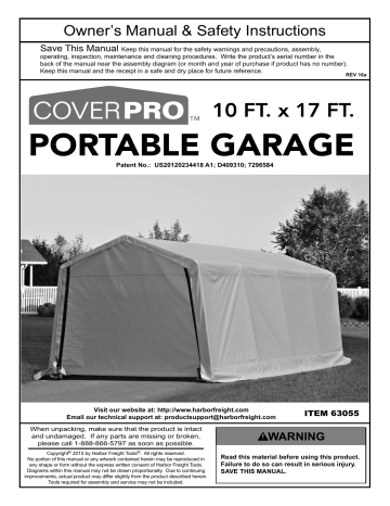 CoverPro 63055 10 ft. x 17 ft. Portable Garage Owner's Manual | Manualzz