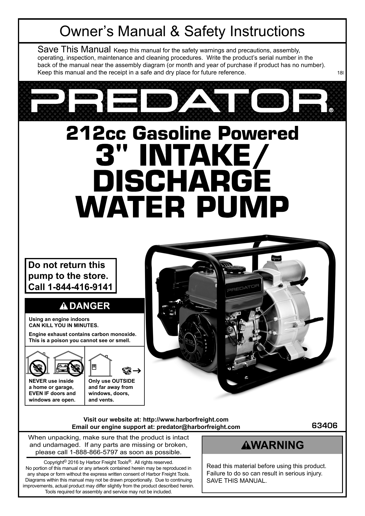Air Filter for Harbor Freight Predator 63405 63406 212cc 2" 3" Water Pump 