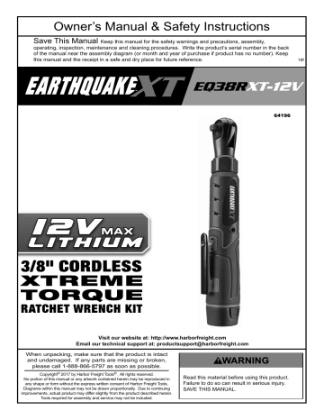 Earthquake xt cordless online ratchet