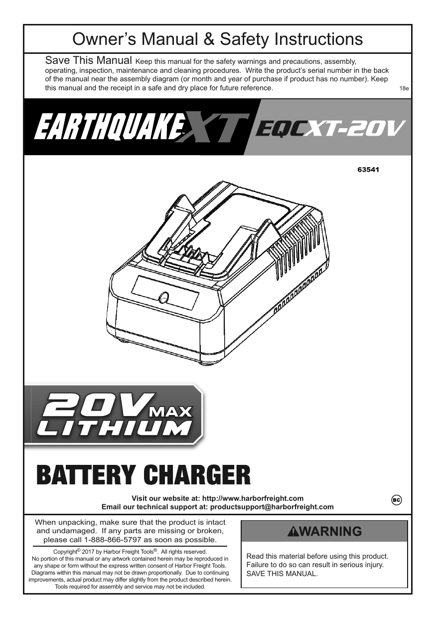 20V EARTHQUAKE XT Lithium Fast Charger