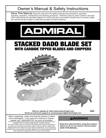 Admiral 8" 24t Stacked Dado 14pc Blade Set 63904 for sale online 
