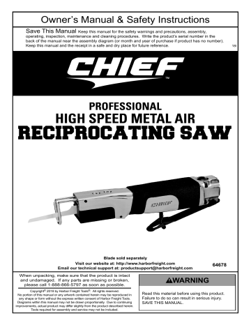 Chief 64678 Professional High Speed Metal Air Reciprocating Saw