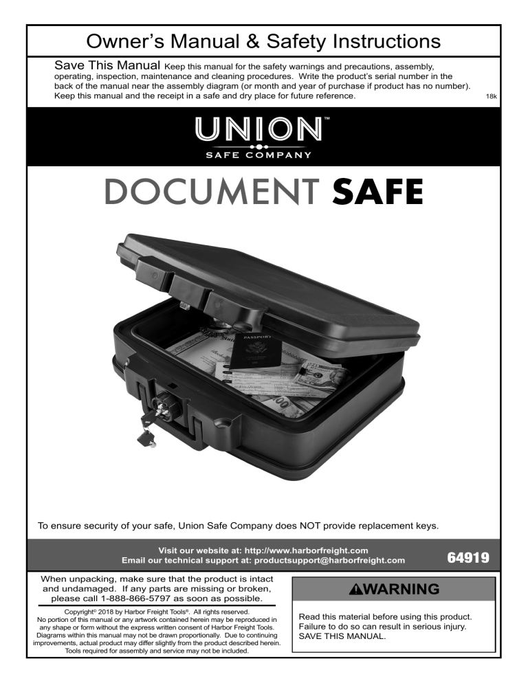 Union Safe Company 64919 Owner's manual Manualzz