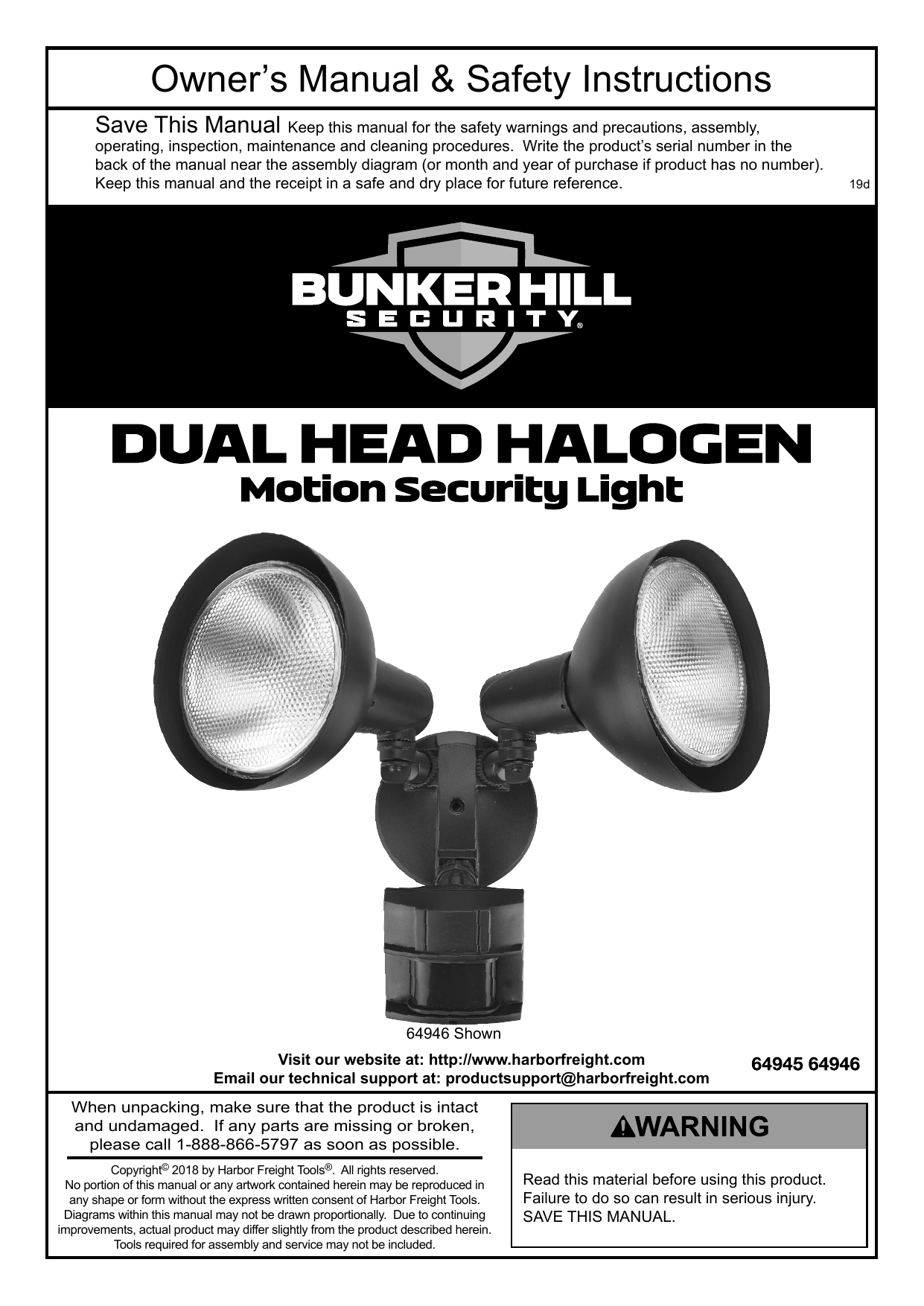 Bunker Hill Security 64945 Motion Detecting Security Light White