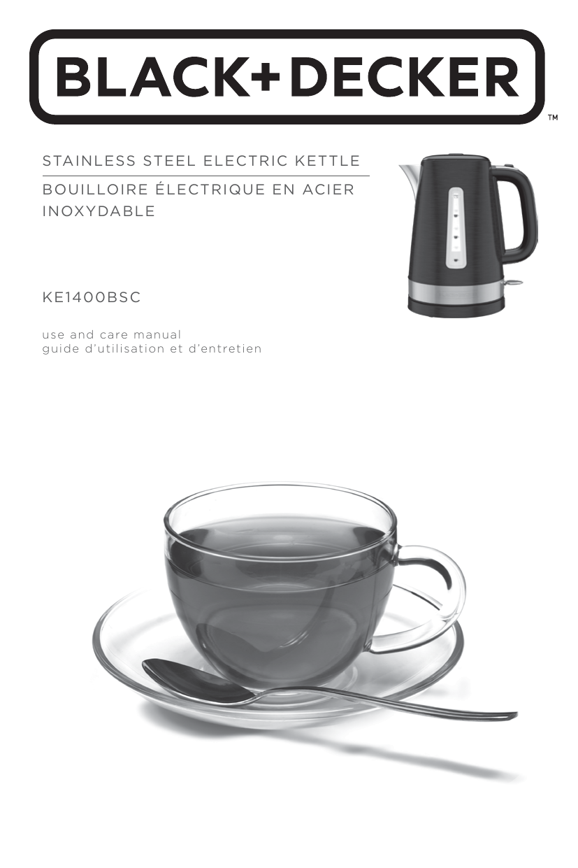 Electric Kettle, Rapid Boil 1.7L Stainless Steel Electric Cordless Kettle, KE1400BSC