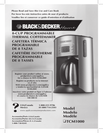 Black and Decker Appliances TCM1000 Guía del usuario | Manualzz