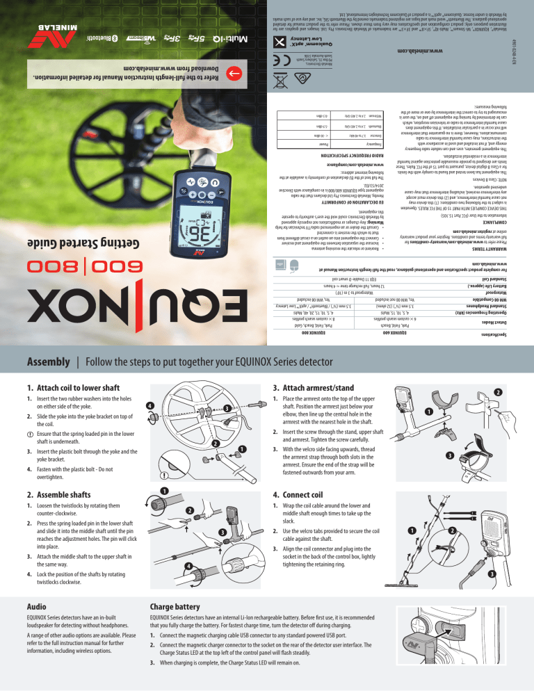 Minelab EQUINOX 600 800 Quick start guide Manualzz