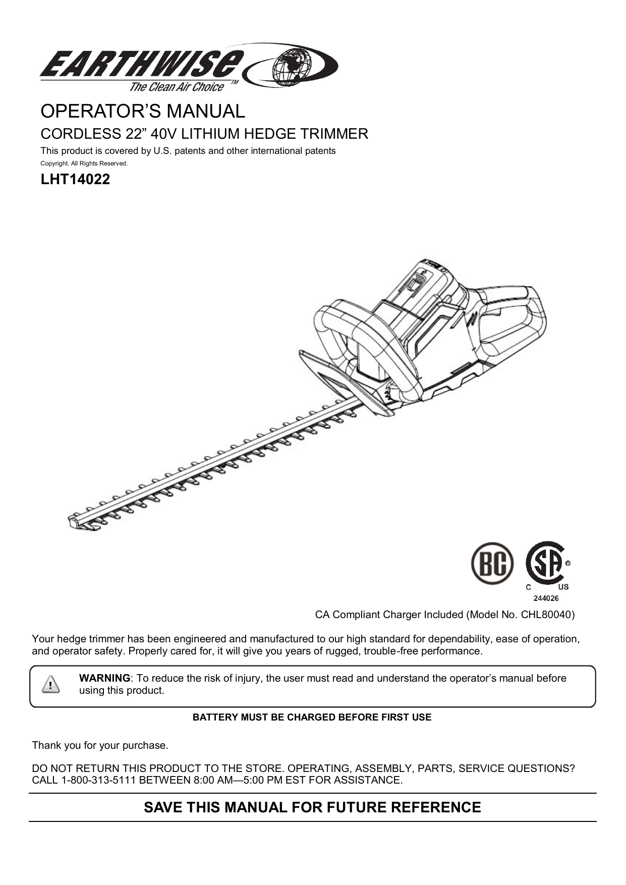 EarthWise LHT14022 Owner's manual Manualzz