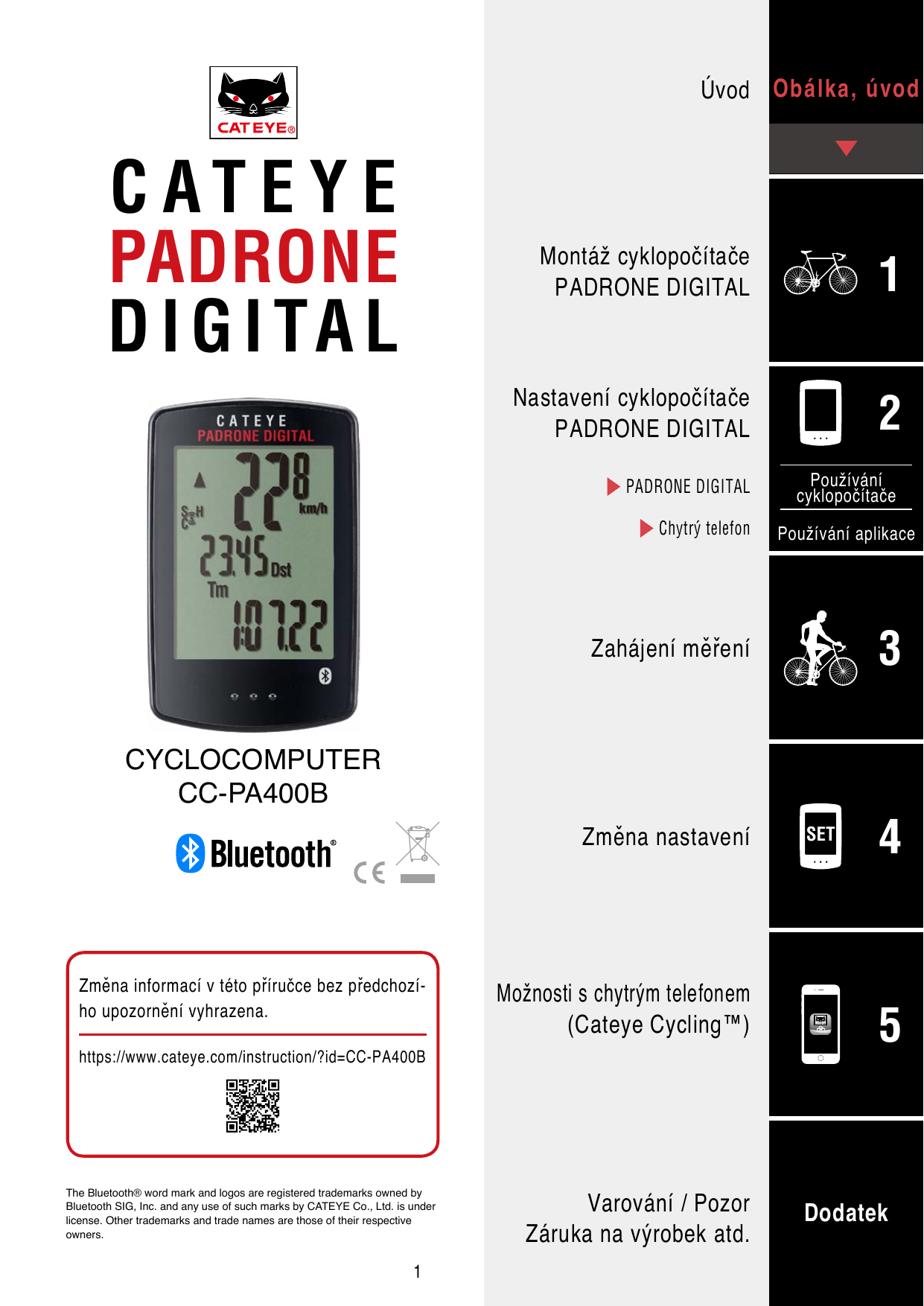 Cateye Padrone Digital [CC-PA400B] Computer Používateľská príručka