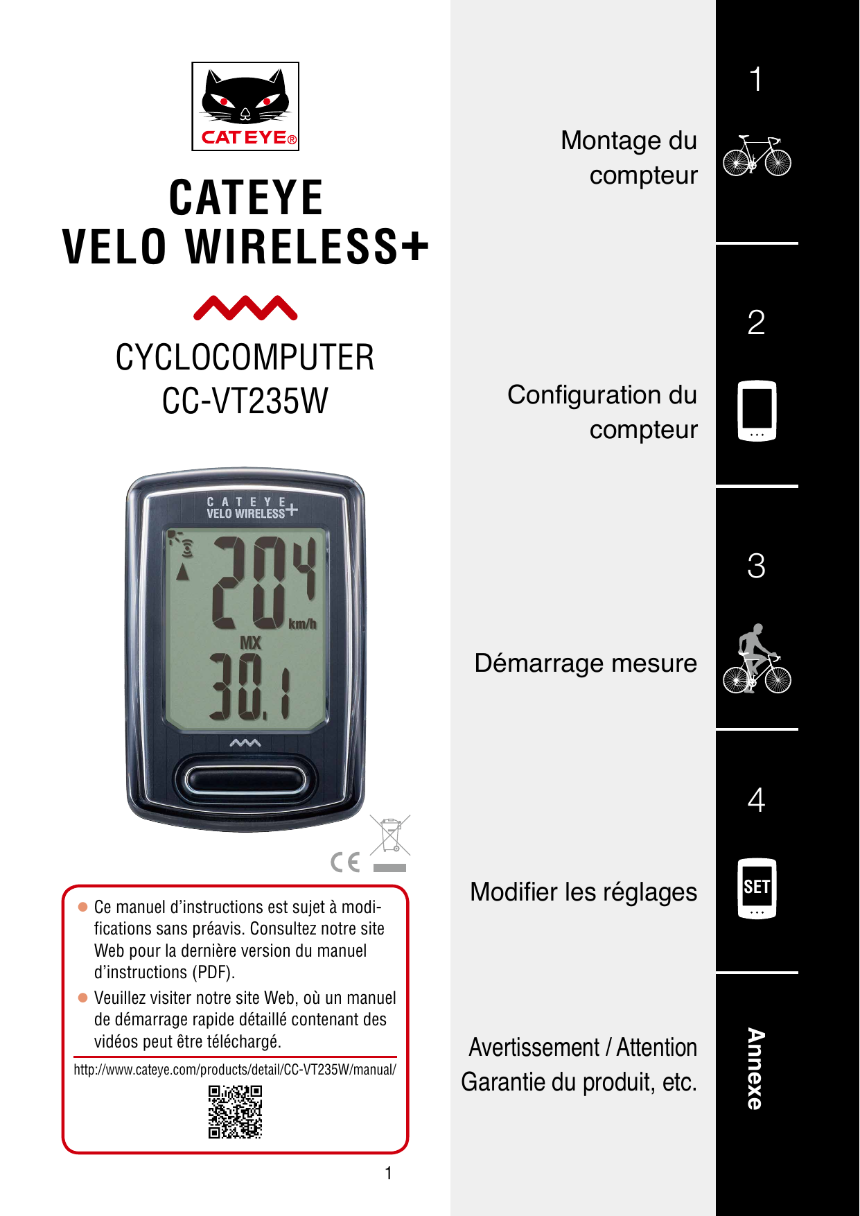 Cateye Velo Wireless%2b [CC-VT235W] User manual | Manualzz