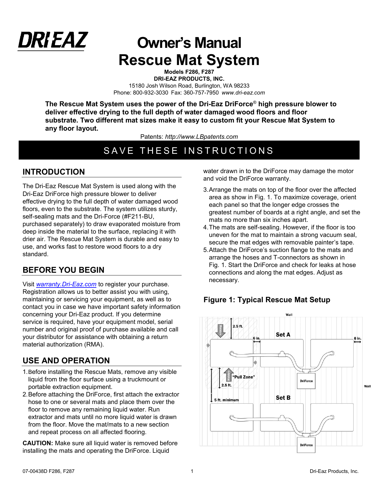 Dri-Eaz Rescue Mat® System Manual | Manualzz