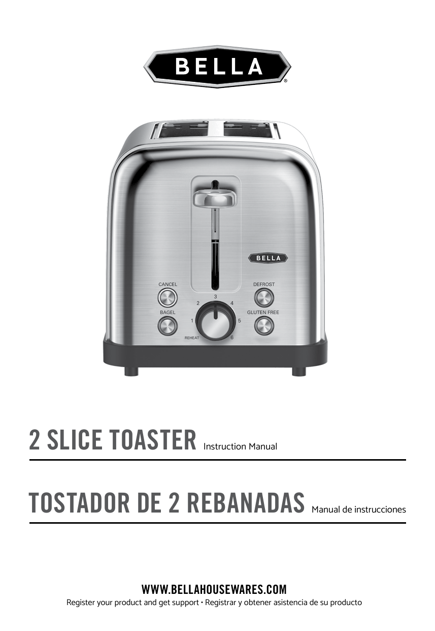 Bella 2 Slice Toaster, Stainless Steel Owner Manual Manualzz