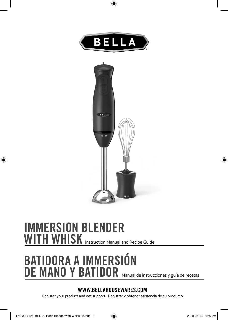 Bella Immersion Blender Owner Manual Manualzz