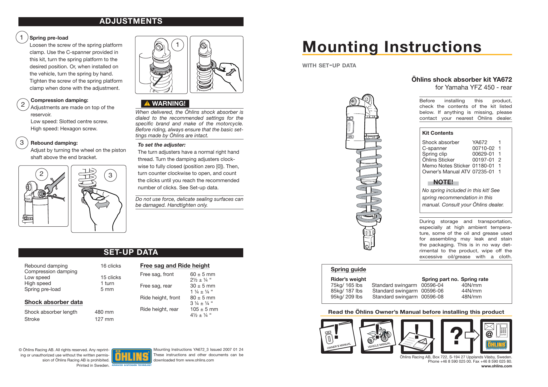 Ohlins YA672 User manual Manualzz