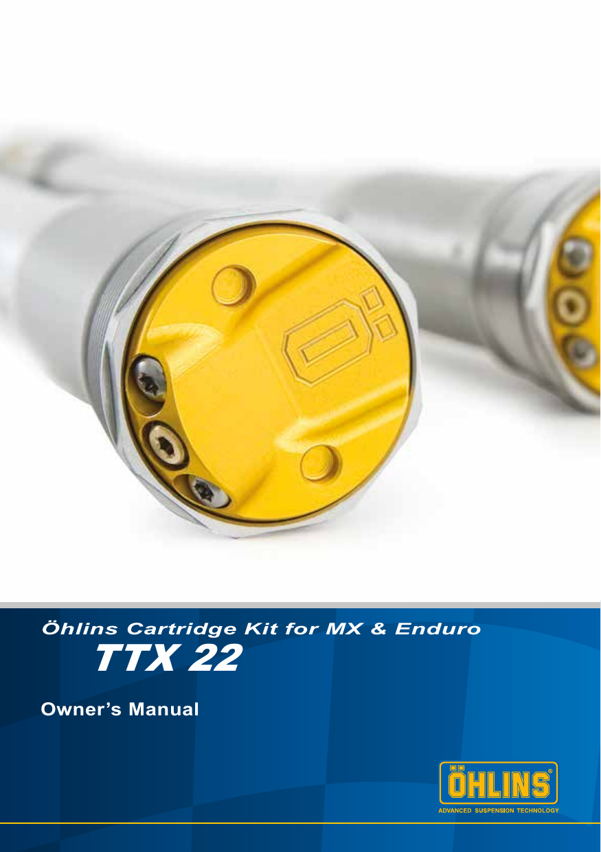 Ohlins 0729691_0 TTX22 Cartridge Kit for MX & Enduro Owner's Manual