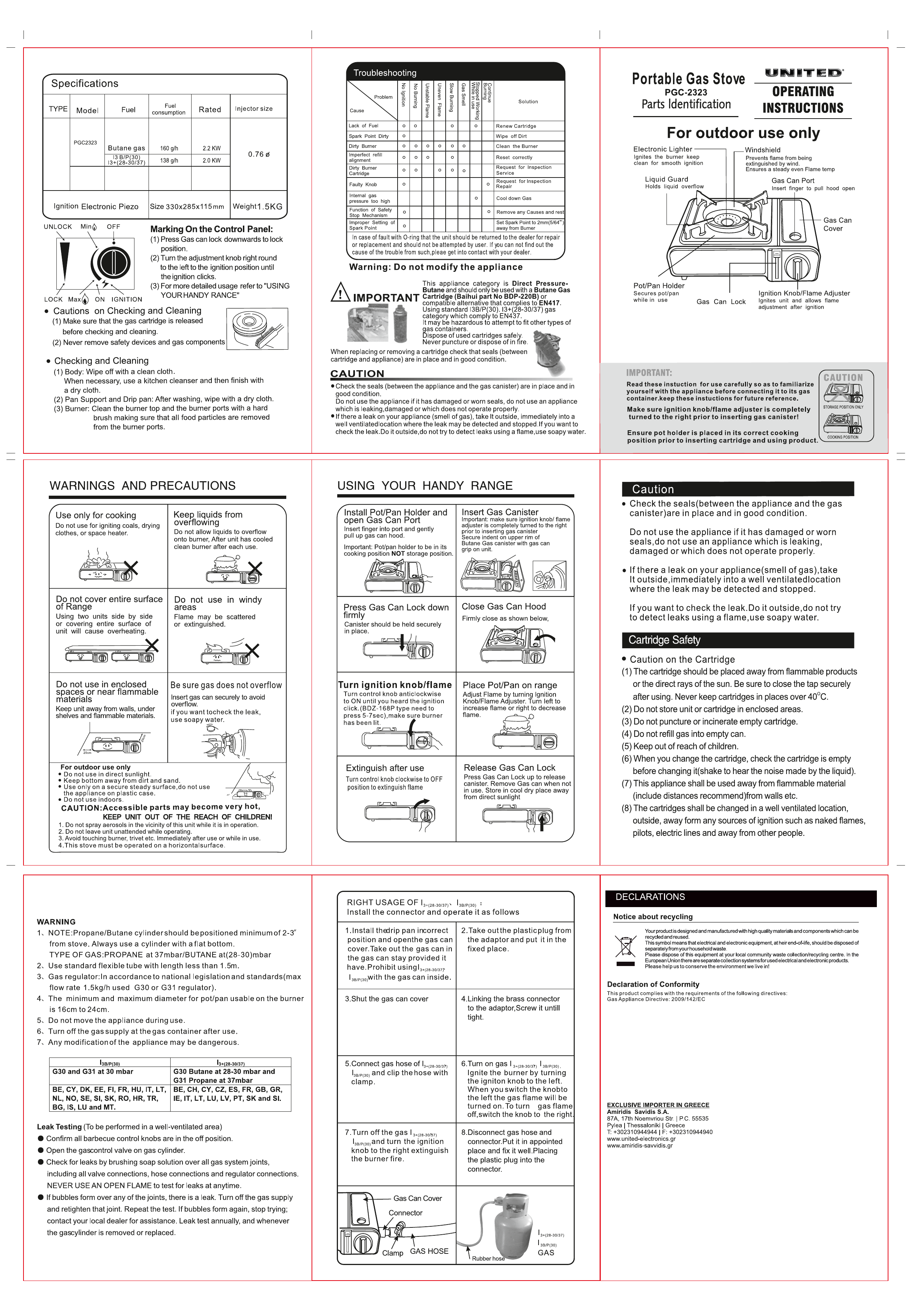 United Pgc 2323 Portable Gas Stove Instructions Manualzz