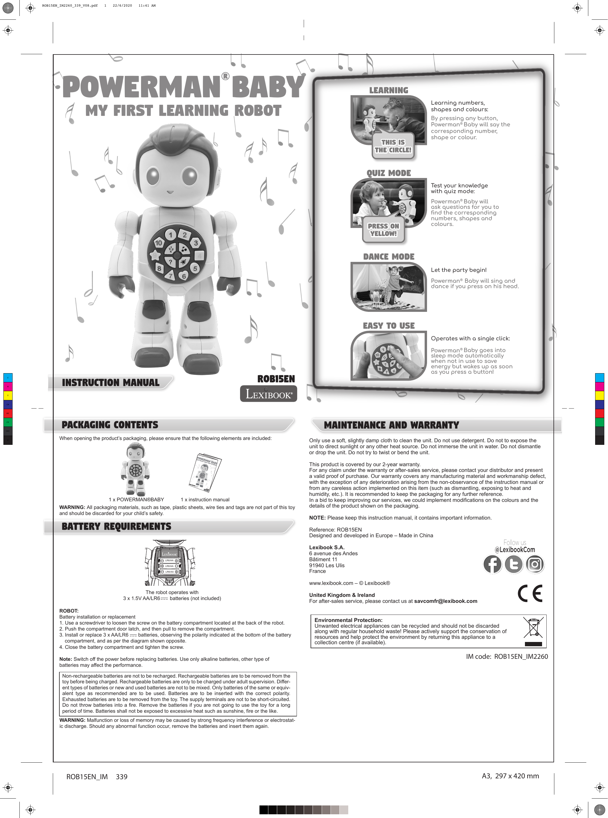 powerman baby smart interactive robot toy