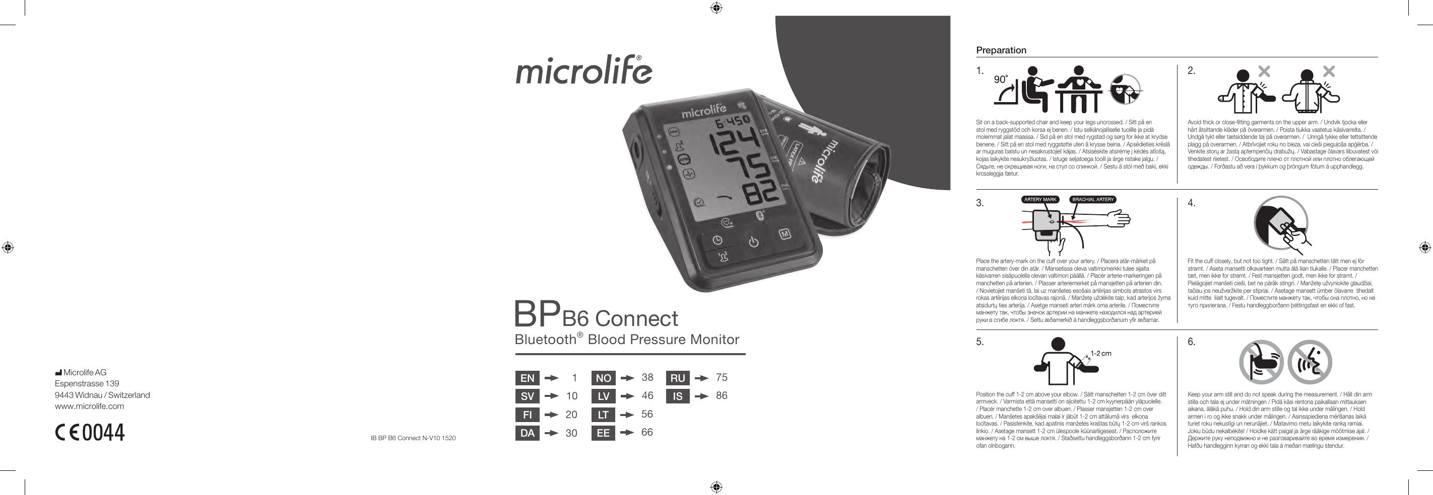 Microlife BP B6 Connect Bluetooth® blood pressure monitor Instruction