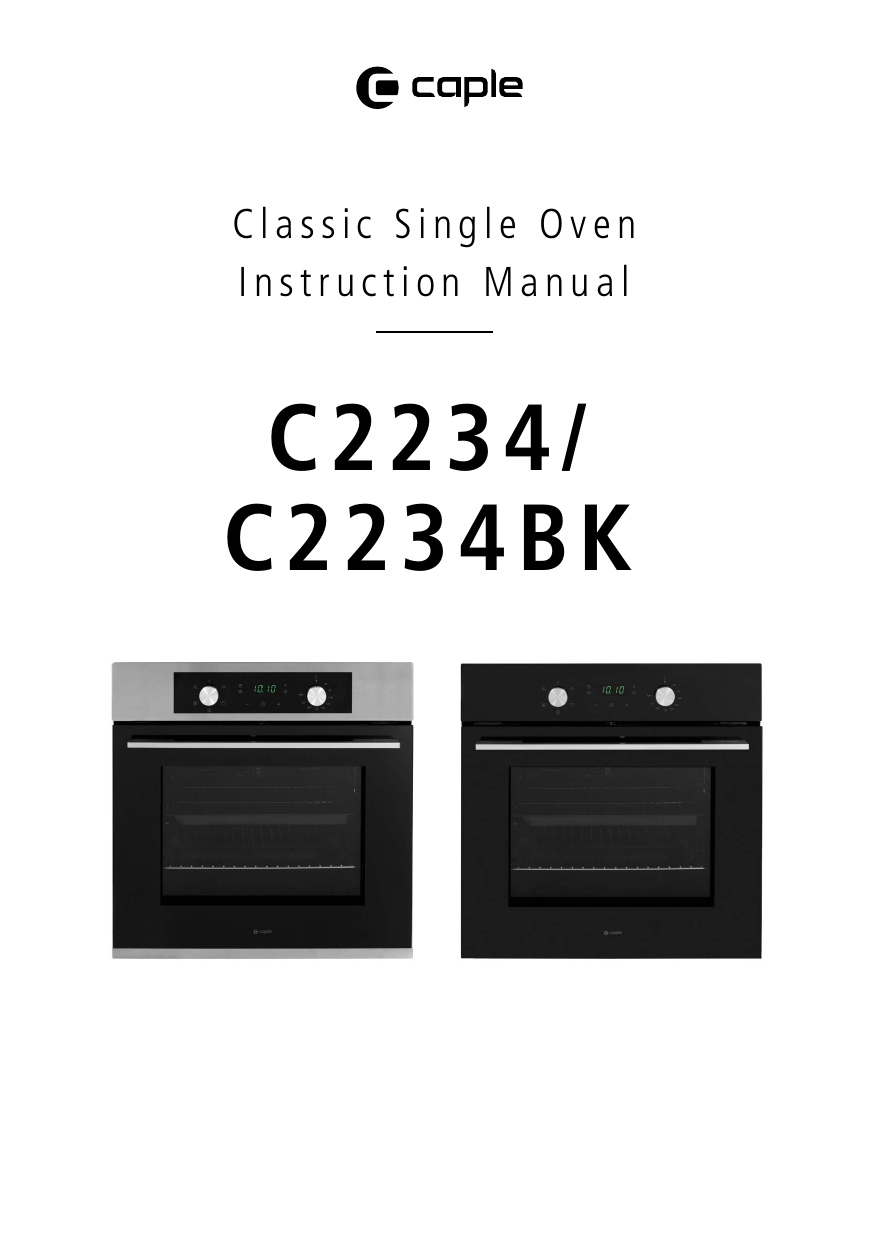 Caple C2234BK & C2234 Oven Instruction Manual Manualzz