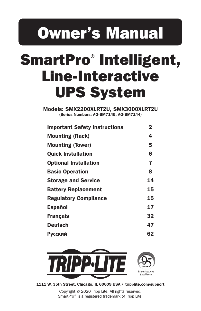 Tripp Lite 230V SmartPro UPS Owner's Manual Manualzz