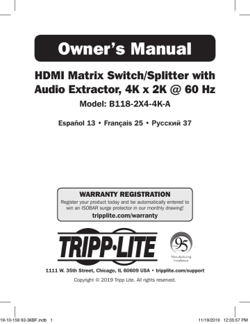 Tripp Lite B118-2X4-4K-A Manuel du propriétaire | Manualzz
