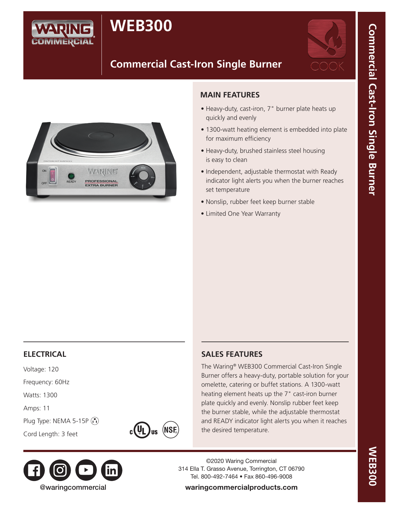 Waring web300 single burner