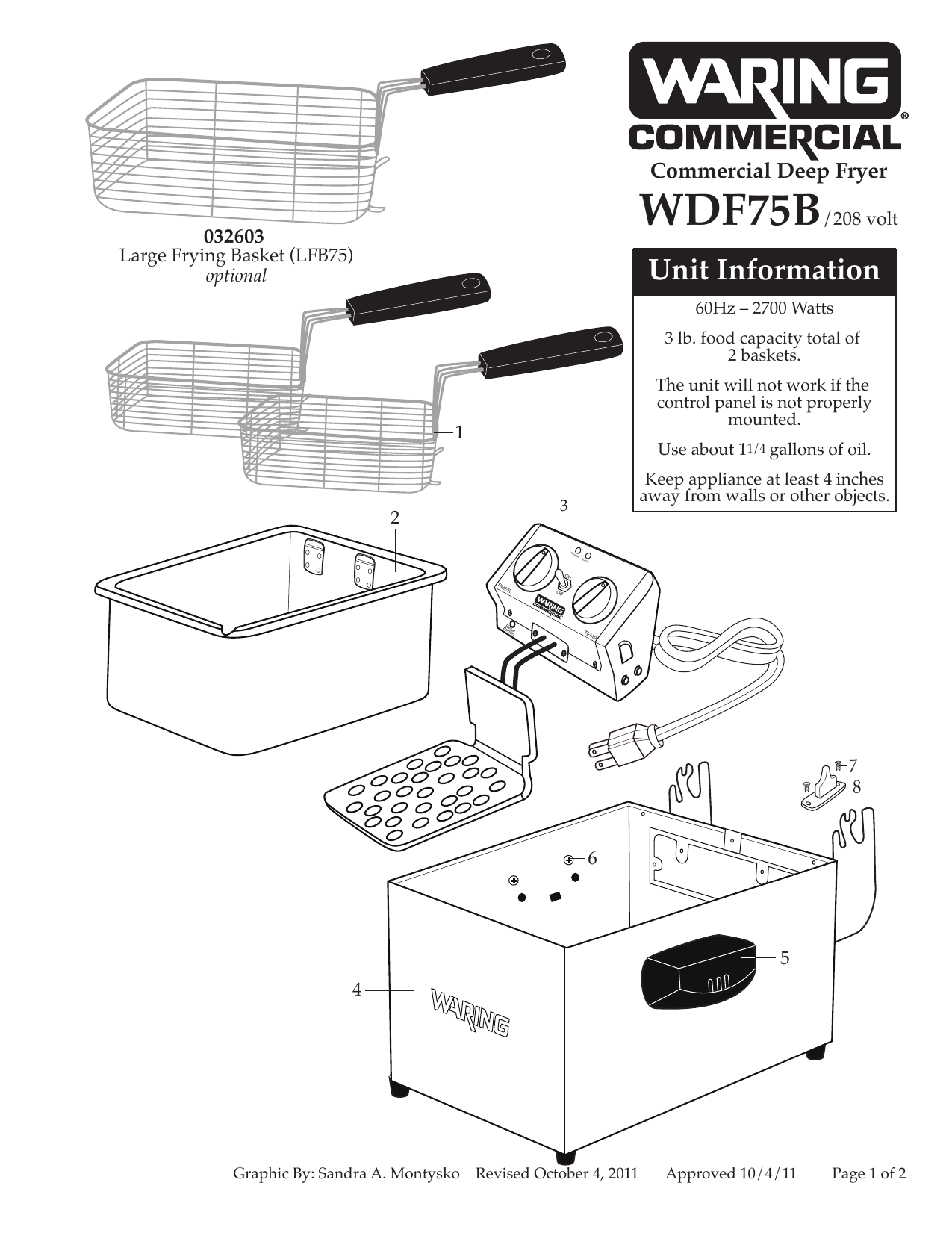 Waring WDF75B User manual Manualzz