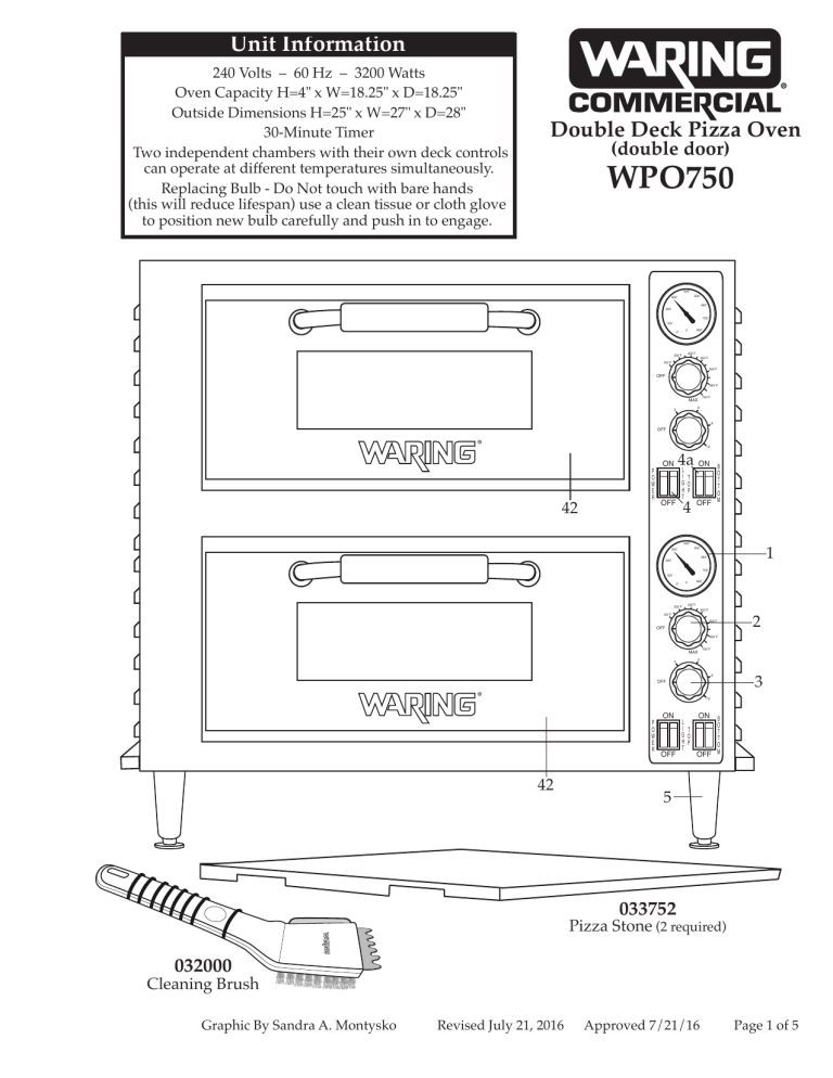 Waring WPO750 User manual Manualzz