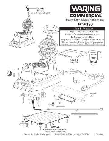 Waring WMB400X Mini Belgian Waffle Maker - 120V, 1200W