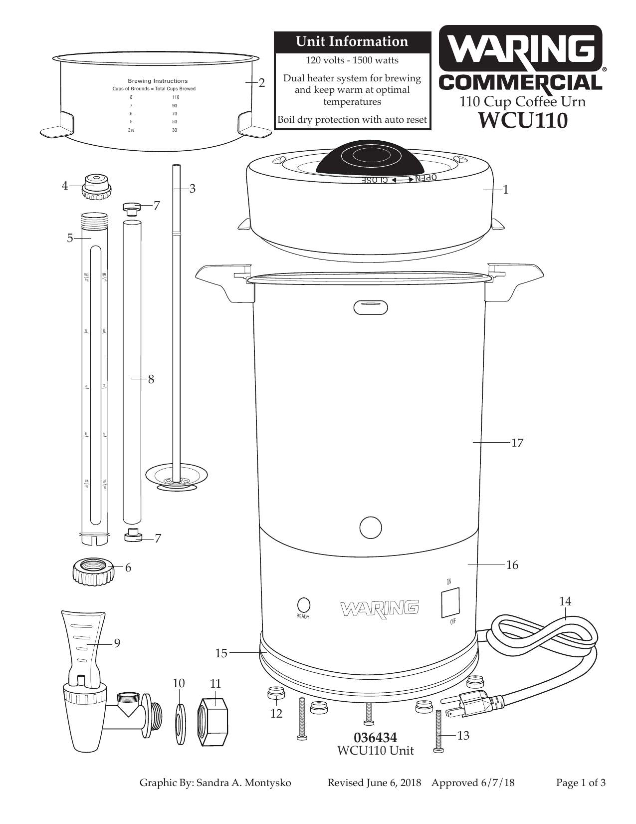 Waring WCU110 110Cup Coffee Urn Parts Diagram Manualzz