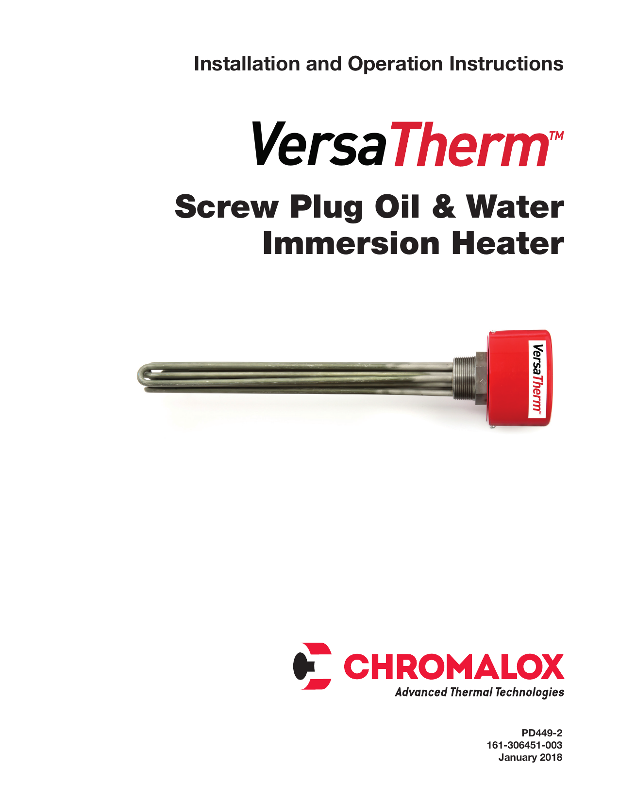 Chromalox VTS-3000 Immersion Heaters - Screw Plug Installation Manual