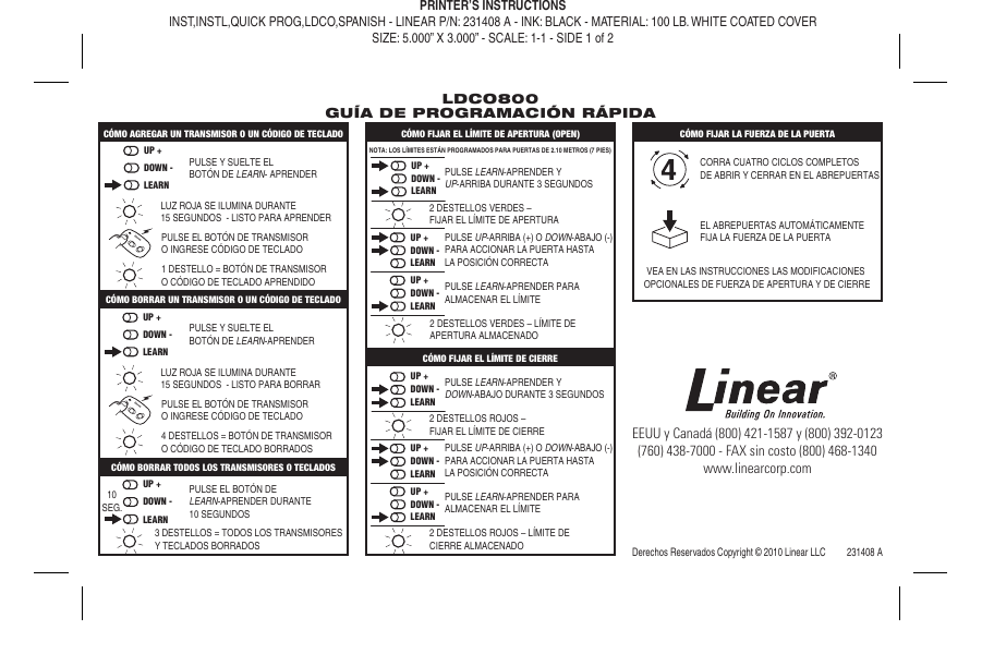 Linear LDCO800 User guide | Manualzz