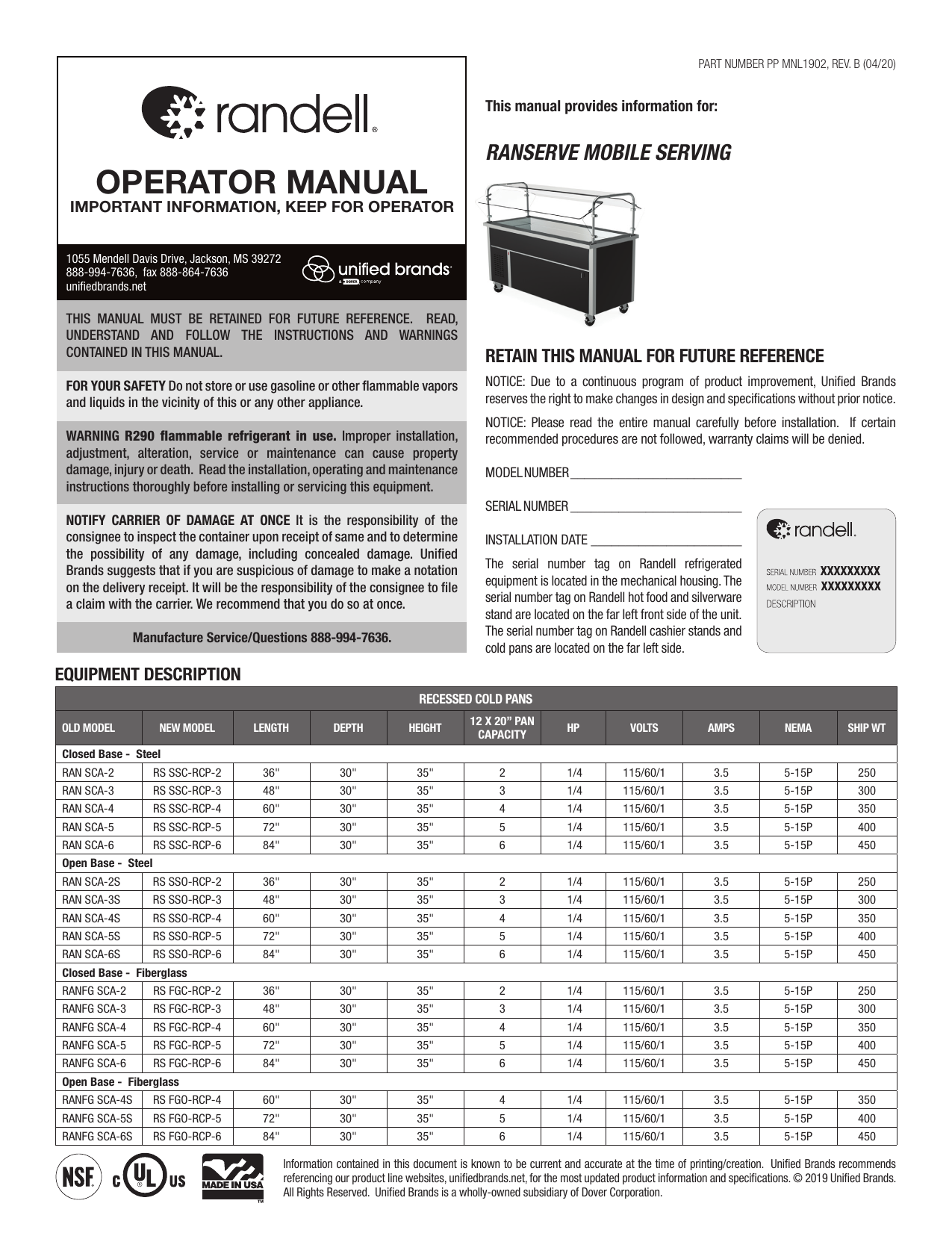 Randell Ranserve Mobile System Serving User manual Manualzz