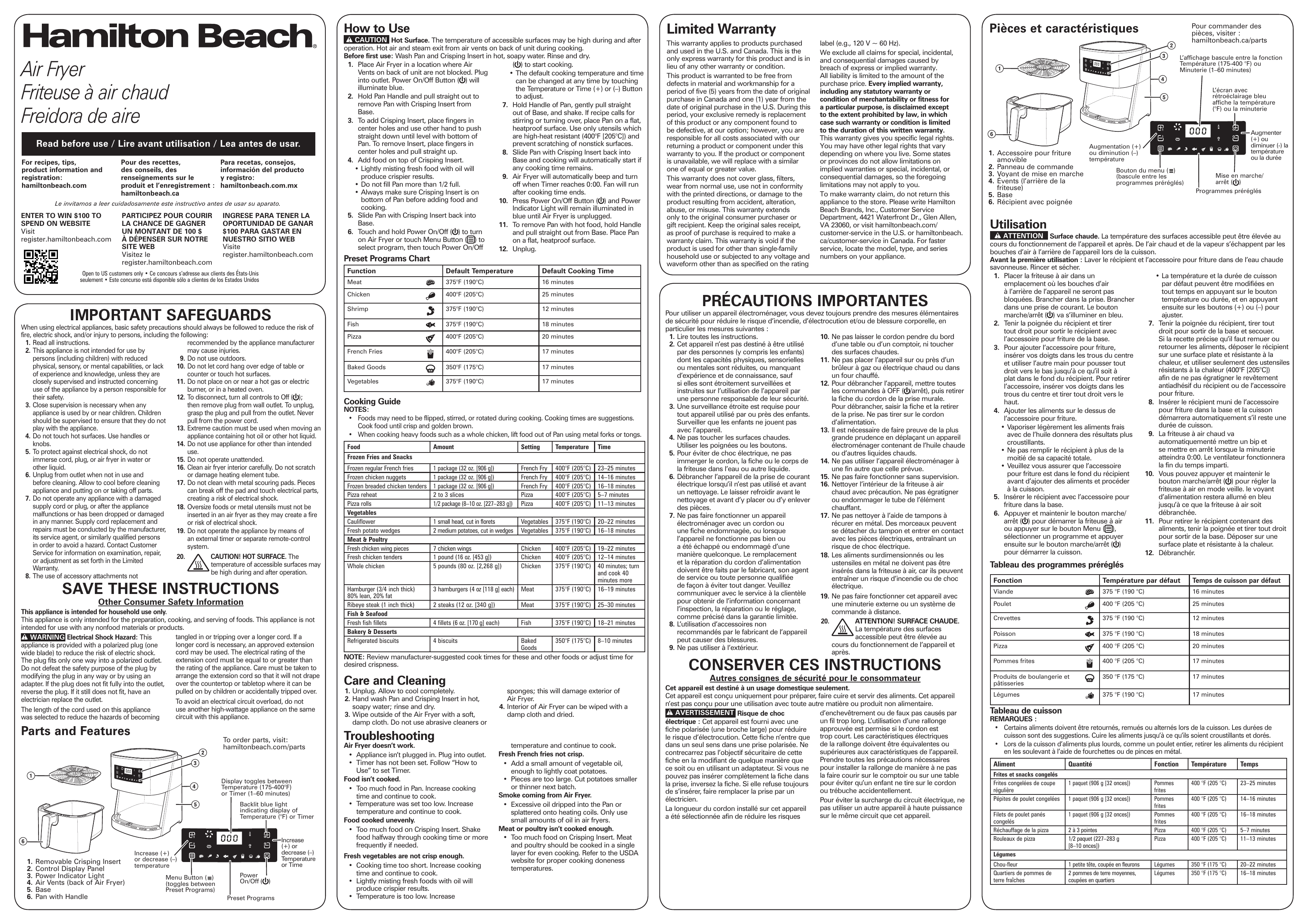 Hamilton Beach 35075 User guide Manualzz