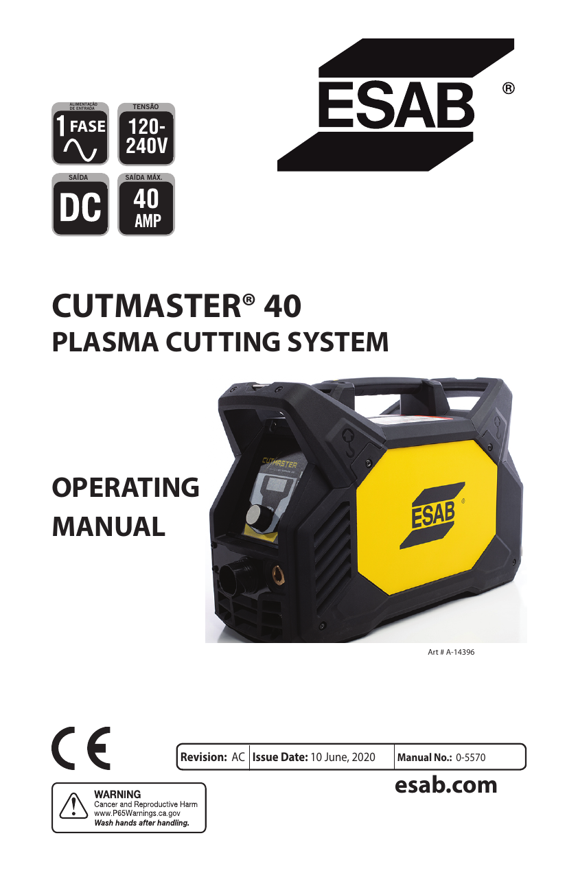 ESAB CUTMASTER 40 PLASMA CUTTING SYSTEM User manual Manualzz