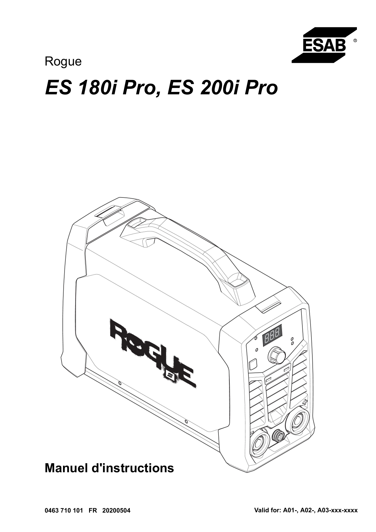 ESAB ES 200i Pro, Rogue ES 180i Pro User manual | Manualzz