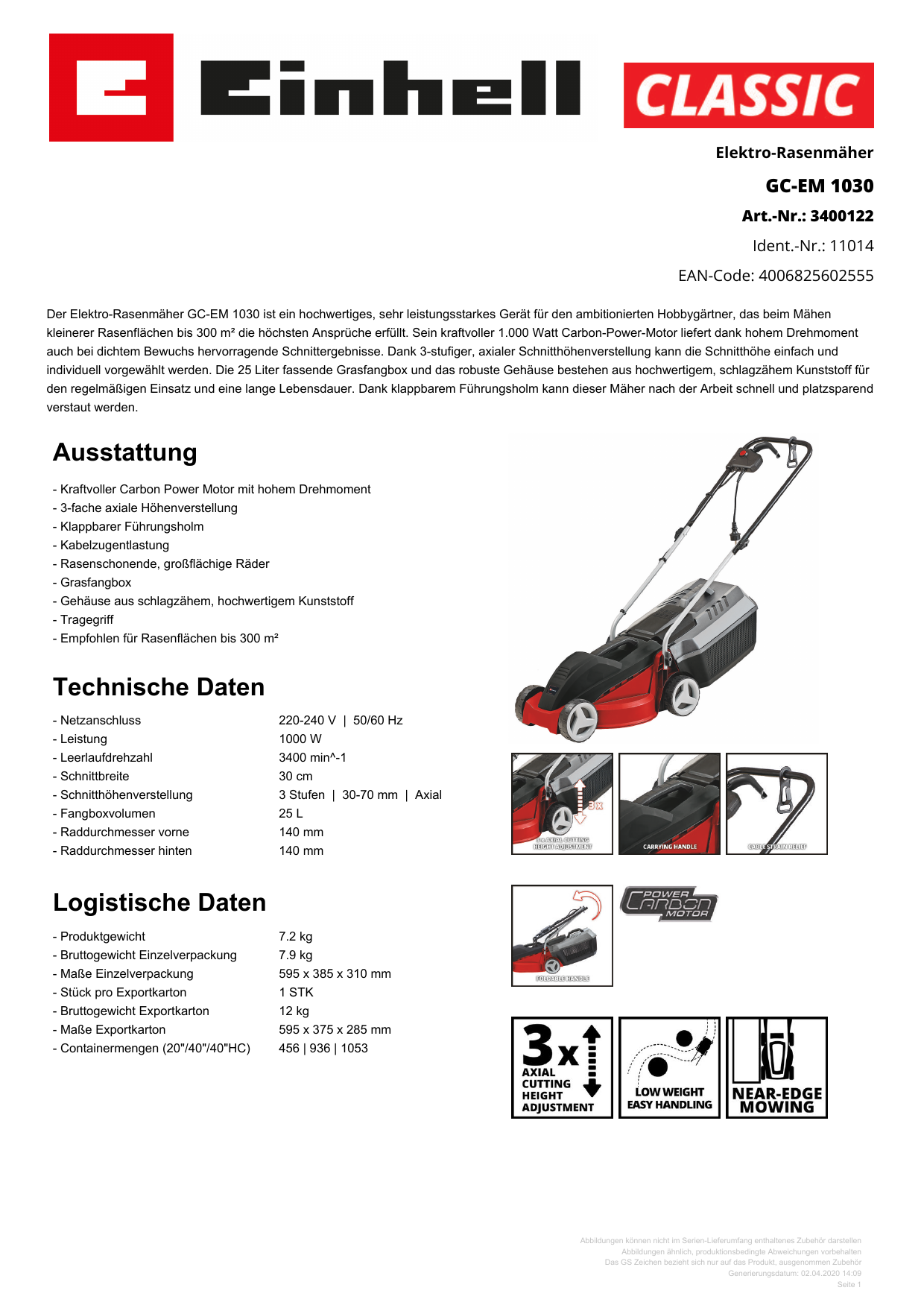 EINHELL GCEM 1030 Electric Lawn Mower Benutzerhandbuch Manualzz