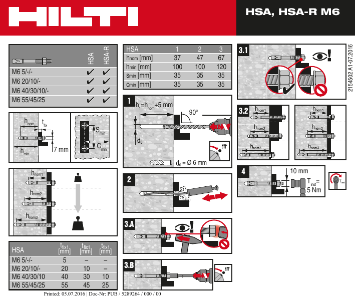 Hilti HSA M6 101x120mm User guide Manualzz