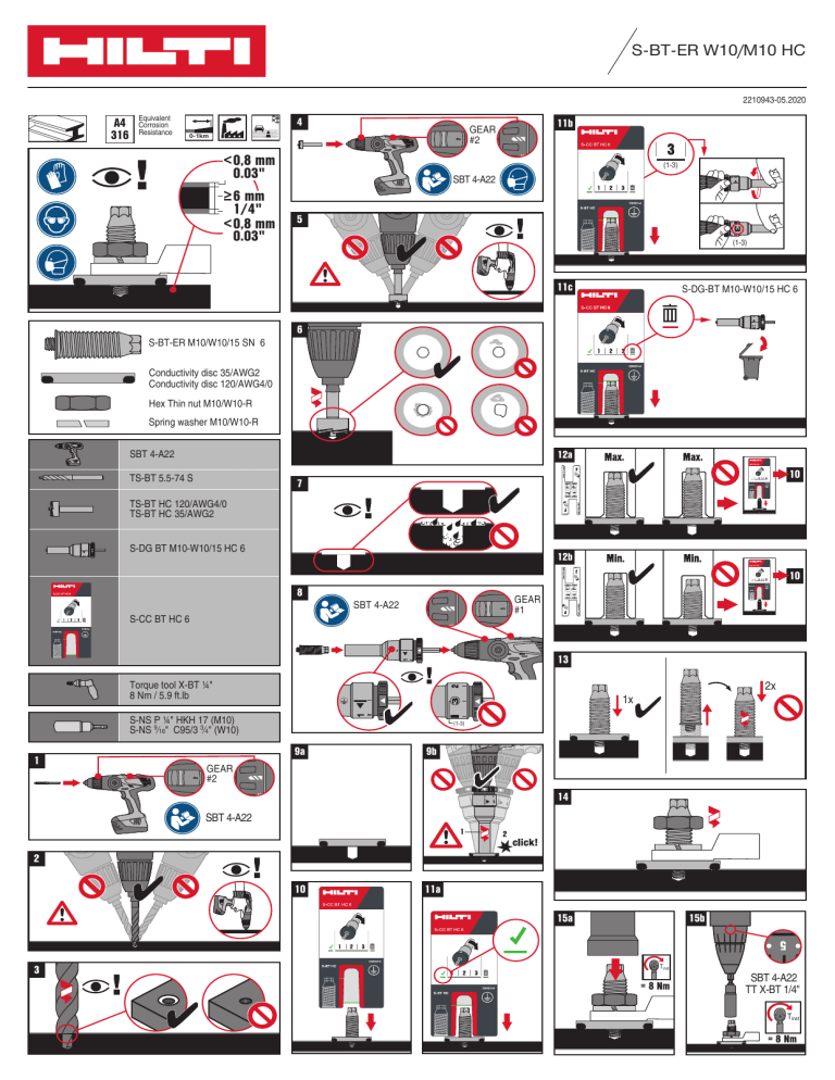 Hilti S Bt Er W10 M10 Hc Operating Instructions Manualzz