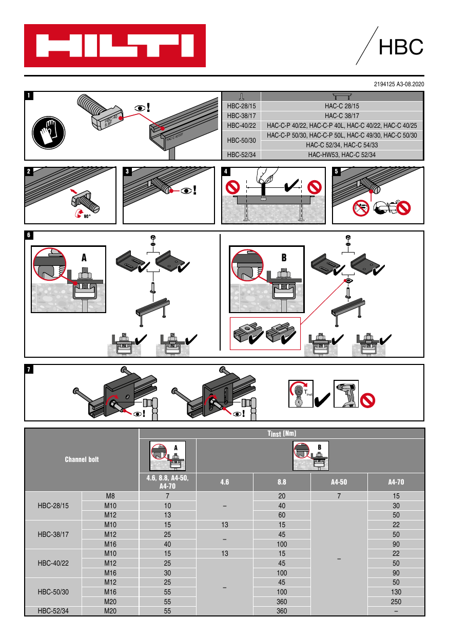 Hilti HBC T-bolts For HAC-C User Guide | Manualzz