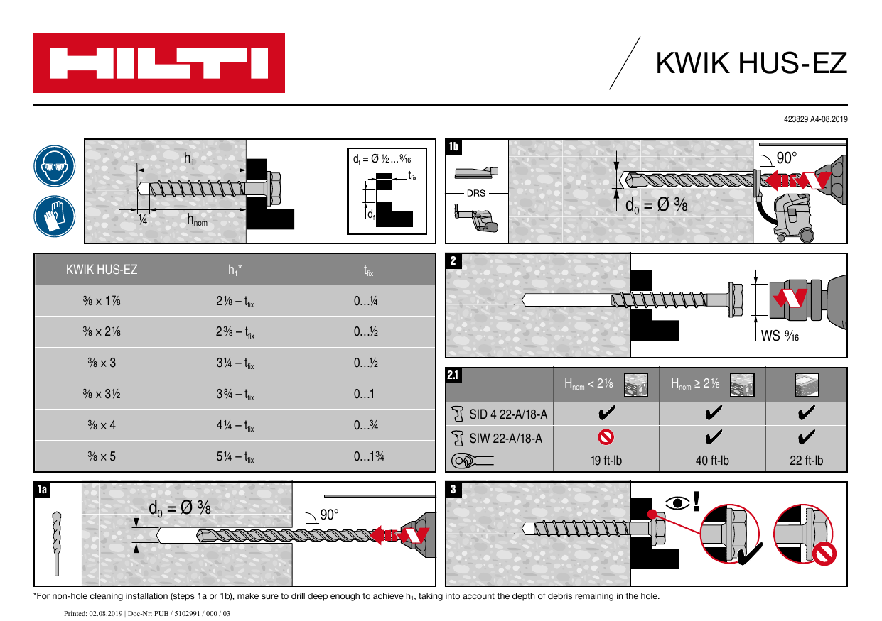 Hilti KWIK HUSEZ 3/8 Instruction for use Manualzz