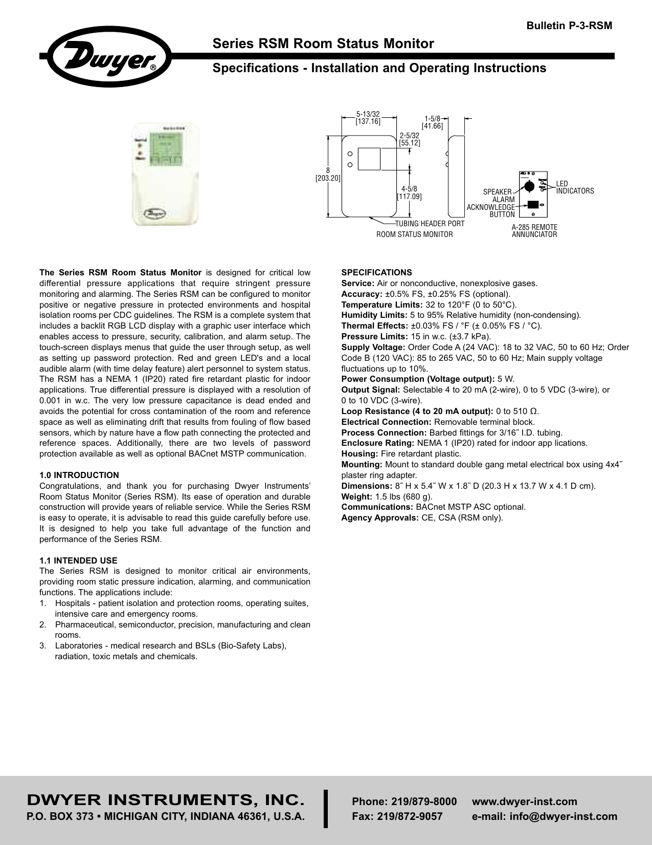 Dwyer Series RSM User manual | Manualzz