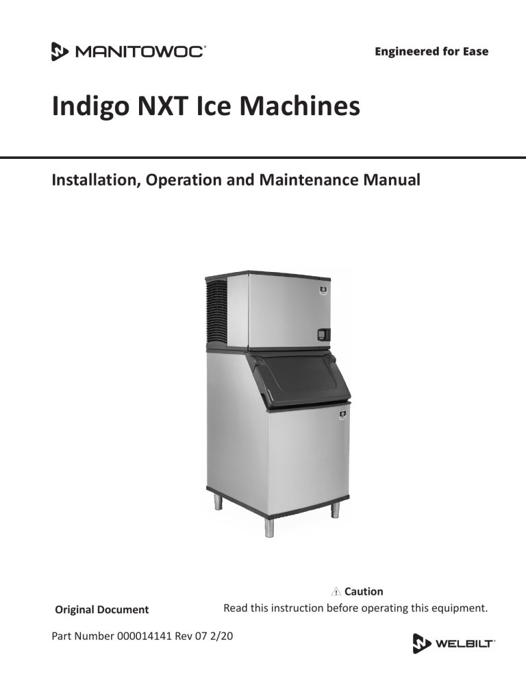 Manitowoc Ice INDIGO NXT Ice Machines Installation guide Manualzz