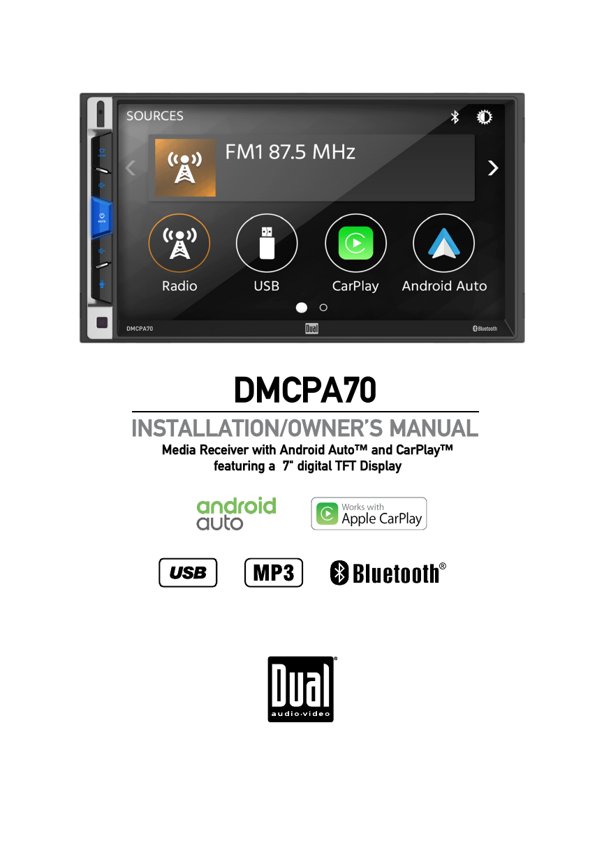 Dual Electronics - 7 AV Media Receiver with Apple CarPlay and Android Auto  - DMCPA70
