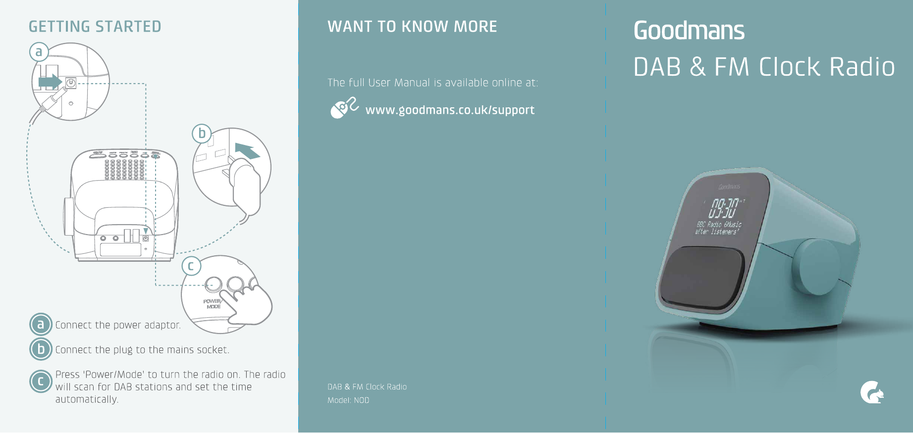 Goodmans NOD DAB+ Digital and FM Alarm Clock Radio with USB Charging