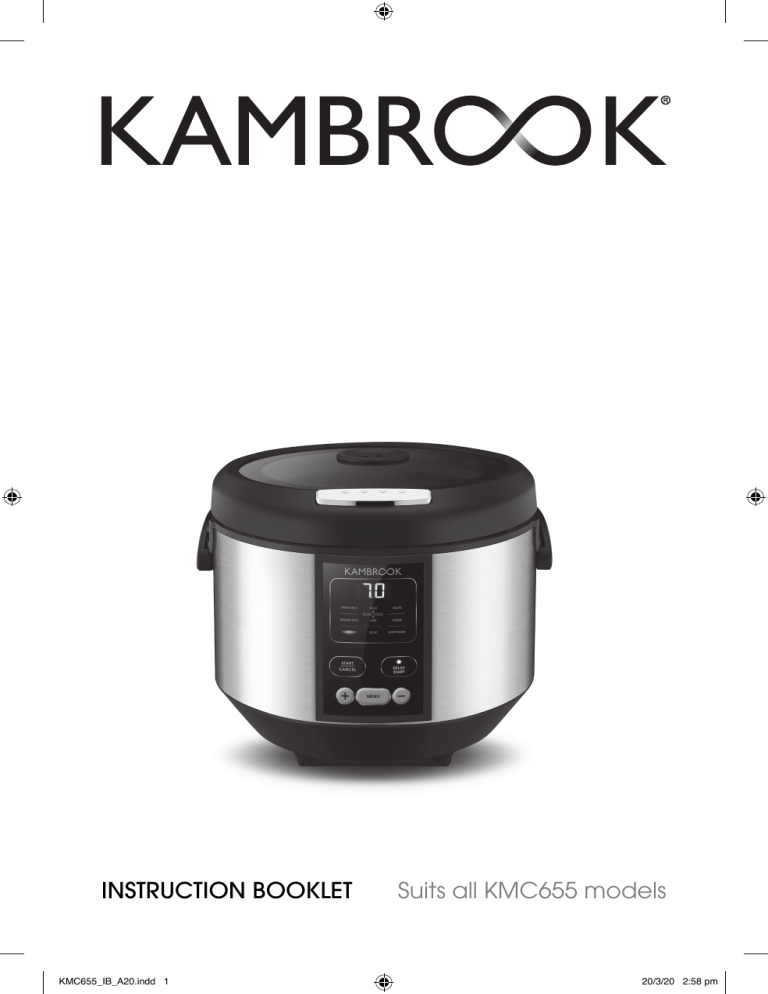 Kambrook Health Steam™ PLUS Multi Cooker Operating instructions Manualzz
