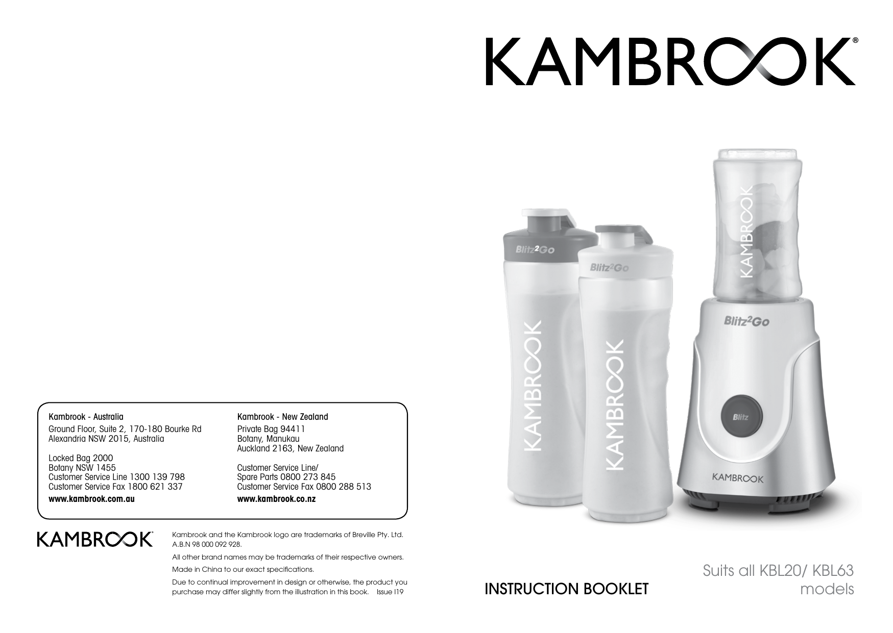 Kambrook Blitz2Go Personal Blender Operating instructions Manualzz