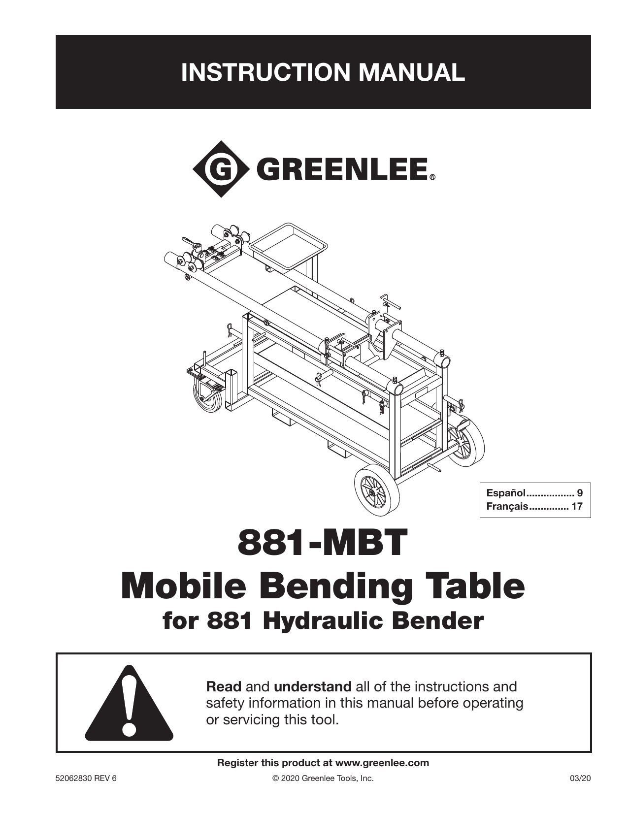 greenlee-881-mobile-bending-table-operator-s-manual-manualzz